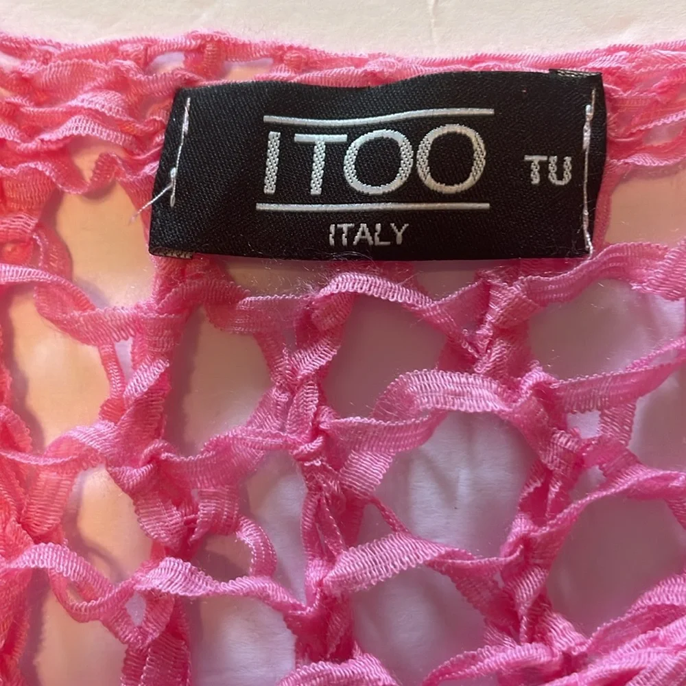 ITOO Brand Pink Asymmetrical Open Stitch 3/4 Sleeve Top - Picture 3 of 9